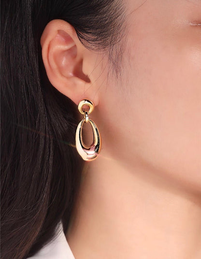 K18YG ドロップピアス 2way オーバル ラウンド チャーム ペンダントトップ ぷっくり 大ぶり 大きめ 18K イエローゴールド 卵型 丸い - Jewelry Hills Tokyo