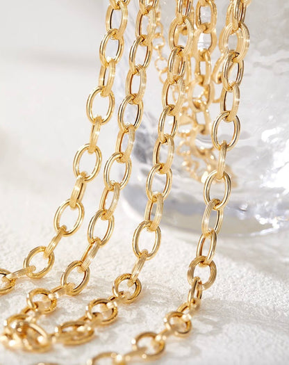 K18YG 8mm ネックレス 45cm~ オーバルチェーン ネックレス 18K オーバル レオンチェーン オーバルチェーン ボリューム 太め 太い メンズ レディース ユニセックス - Jewelry Hills Tokyo