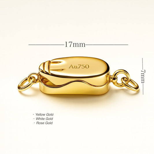 K18YG K18WG 留め金具 オーバル 中留め コネクター パーツ DIY ジュエリーパーツ チェーンパーツ 18K YG WG 繋ぎ ネックレスパーツ ブレスレットパーツ 楕円形 パールパーツ - Jewelry Hills Tokyo