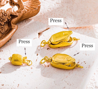 K18YG K18WG 留め金具 オーバル 中留め コネクター パーツ DIY ジュエリーパーツ チェーンパーツ 18K YG WG 繋ぎ ネックレスパーツ ブレスレットパーツ 楕円形 パールパーツ - Jewelry Hills Tokyo