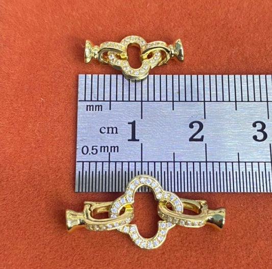 K18YG WG クローバー 四ツ葉 チャーム 18金 ペンダント 留め具 パーツ 18K 開口 繋ぎ クリッカー ジルコニア ダイヤモンド - Jewelry Hills Tokyo