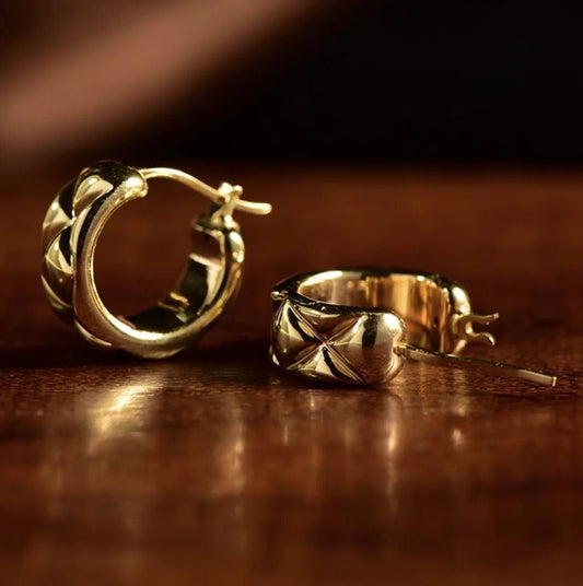 18k gold hoops earrings X italian jewelry