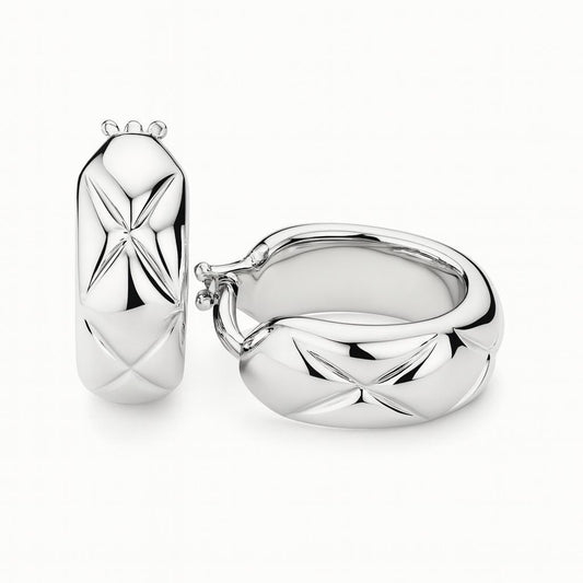 K18YG WG フープピアス 中空ピアス リングピアス イエローゴールド ホワイトゴールド 18金 18K YG 模様 柄 X イタリアンジュエリー - Jewelry Hills Tokyo