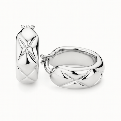 K18YG WG フープピアス 中空ピアス リングピアス イエローゴールド ホワイトゴールド 18金 18K YG 模様 柄 X イタリアンジュエリー - Jewelry Hills Tokyo
