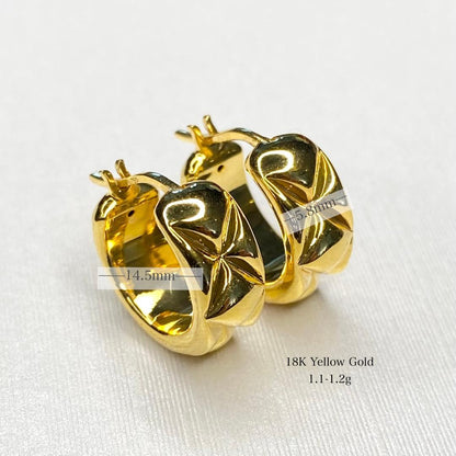 K18YG WG フープピアス 中空ピアス リングピアス イエローゴールド ホワイトゴールド 18金 18K YG 模様 柄 X イタリアンジュエリー - Jewelry Hills Tokyo