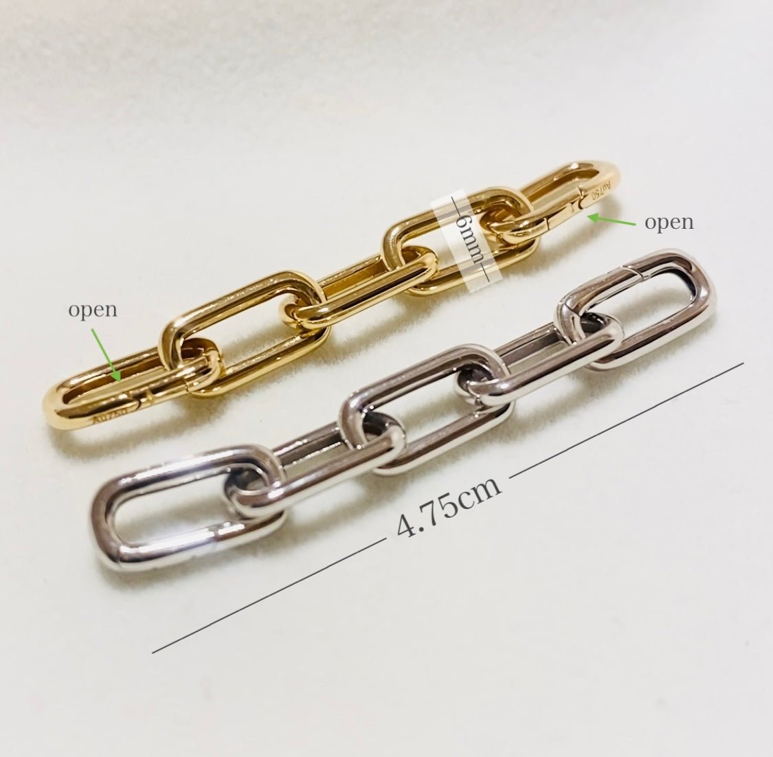 K18YG WG イエローゴールド チェーンパーツ オーバル 繋ぎ 18K 延長 便利パーツ オーバルチェーン チェーンパーツ ネックレスパーツ 延長 開口 クラスプ アジャスター ケーブルチェーン レオンチェーン ホワイトゴールド - Jewelry Hills Tokyo