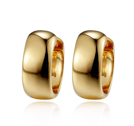 K18YG WG リングピアス 中折れ 鏡面 ぷっくり フープピアス イエローゴールド 18K 18金 中空ピアス イエローゴールド 幅広 11mm - Jewelry Hills Tokyo