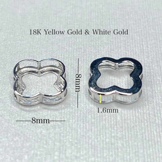 K18YG WG クローバー 四ツ葉 チャーム ネックレスパーツ 18K 18金 チェーンパーツ ペンダントパーツ コマ ホワイトゴールド イエローゴールド - Jewelry Hills Tokyo