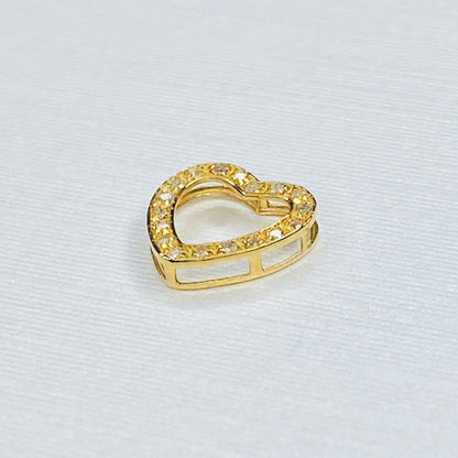 天然ダイヤモンド K18YG WG ハート 18K イエローゴールド 18金 チャーム ネックレスパーツ ペンダントパーツ コマ パーツ ミニ 小 - Jewelry Hills Tokyo