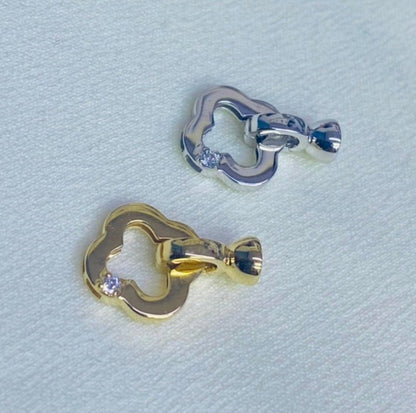 K18YG WG クローバー 四ツ葉 18K イエローゴールド 18金 チャーム ネックレスパーツ 留め具 留め金具 クリッカー クラスプ コマ パーツ - Jewelry Hills Tokyo