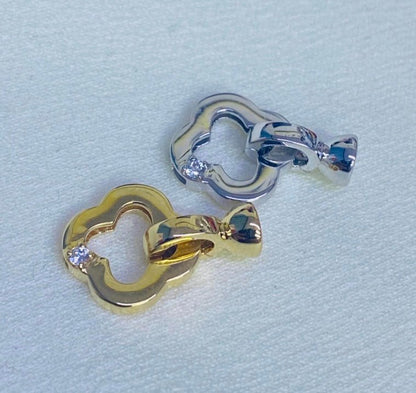 K18YG WG クローバー 四ツ葉 18K イエローゴールド 18金 チャーム ネックレスパーツ 留め具 留め金具 クリッカー クラスプ コマ パーツ - Jewelry Hills Tokyo