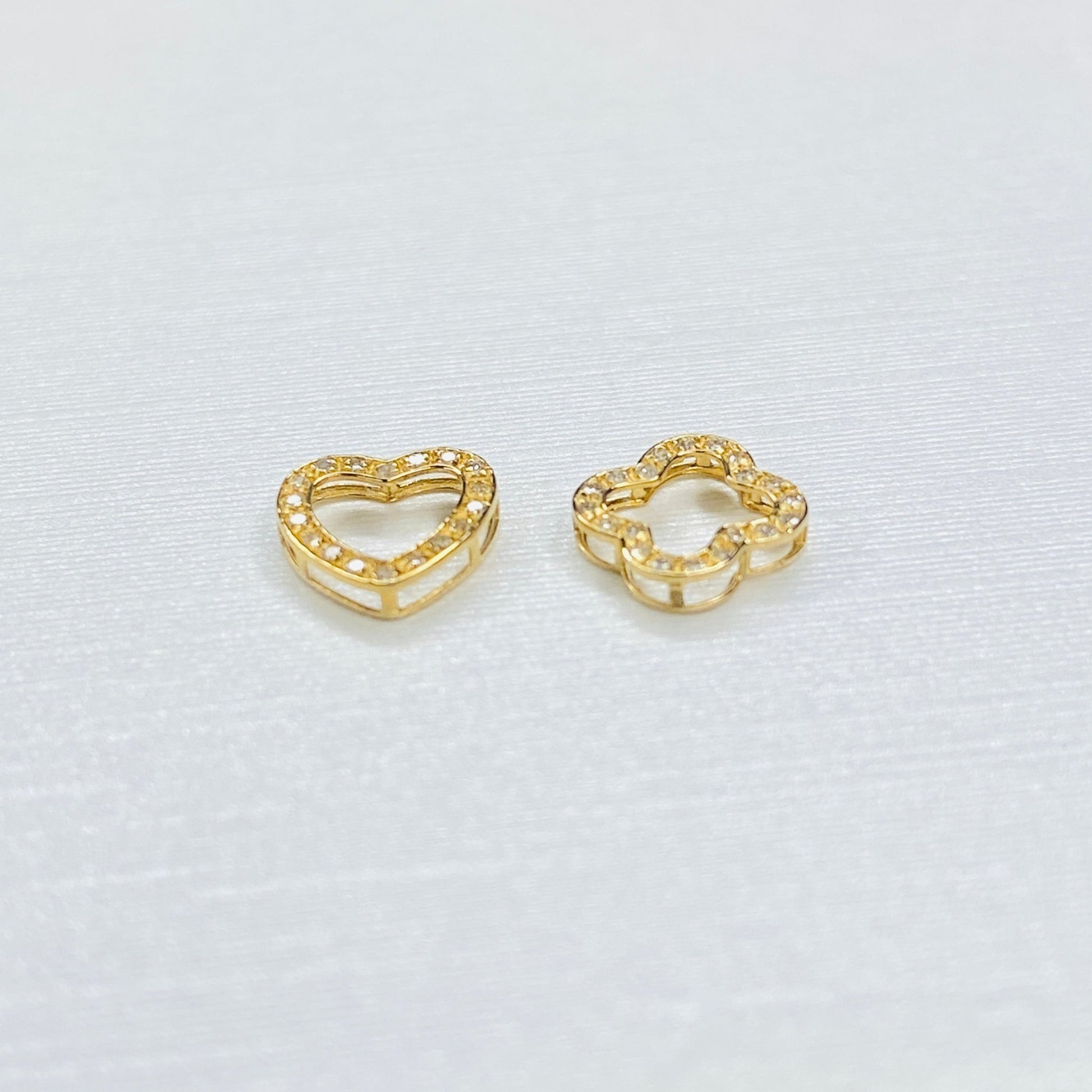 天然ダイヤモンド K18YG WG ハート 18K イエローゴールド 18金 チャーム ネックレスパーツ ペンダントパーツ コマ パーツ ミニ 小 - Jewelry Hills Tokyo