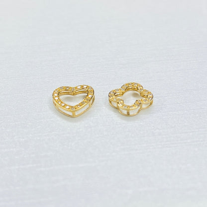 天然ダイヤモンド K18YG WG ハート 18K イエローゴールド 18金 チャーム ネックレスパーツ ペンダントパーツ コマ パーツ ミニ 小 - Jewelry Hills Tokyo