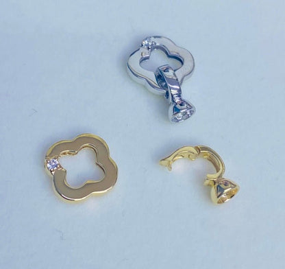 K18YG WG クローバー 四ツ葉 18K イエローゴールド 18金 チャーム ネックレスパーツ 留め具 留め金具 クリッカー クラスプ コマ パーツ - Jewelry Hills Tokyo