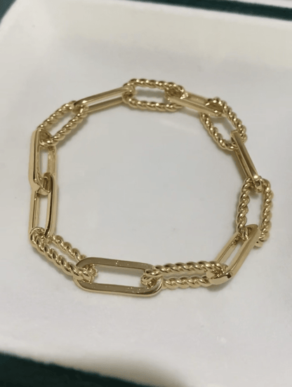 K18YG イエローゴールド WG レオンチェーン ケーブルチェーン 18K 18金 オーバルチェーン ねじり ロープ ツイスト ブレスレット ブレス メンズ レディース ユニセックス ブレスレットチェーン 太め コンビチェーン イエローゴールド WG ホワイトゴールド 17cm~ - Jewelry Hills Tokyo