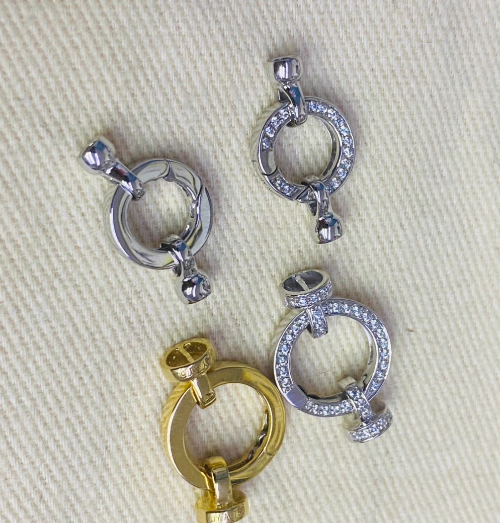 K18YG WG バチカン パーツ ラウンド 繋ぎ 丸い コネクター 18K チェーンパーツ ペンダントパーツ クラスプ 18K YG 輪 丸 クリッカー 10mm / 13mm - Jewelry Hills Tokyo
