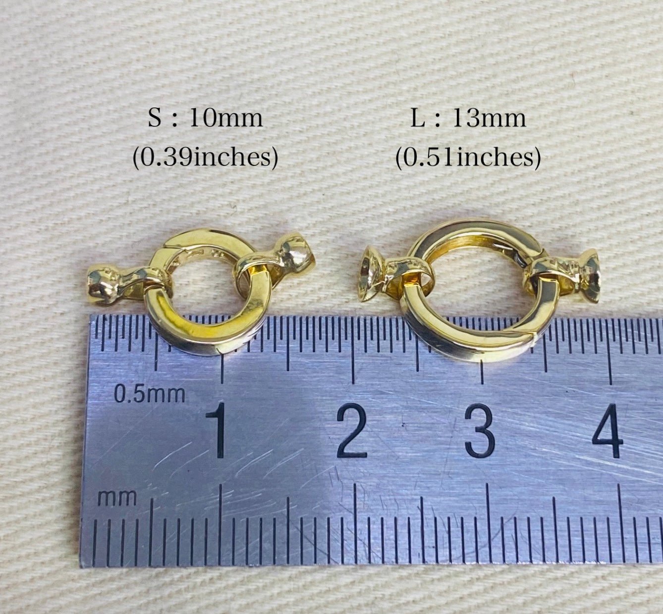 K18YG WG バチカン パーツ ラウンド 繋ぎ 丸い コネクター 18K チェーンパーツ ペンダントパーツ クラスプ 18K YG 輪 丸 クリッカー 10mm / 13mm - Jewelry Hills Tokyo