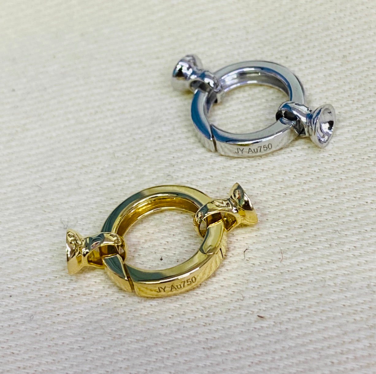 K18YG WG バチカン パーツ ラウンド 繋ぎ 丸い コネクター 18K チェーンパーツ ペンダントパーツ クラスプ 18K YG 輪 丸 クリッカー 10mm / 13mm - Jewelry Hills Tokyo