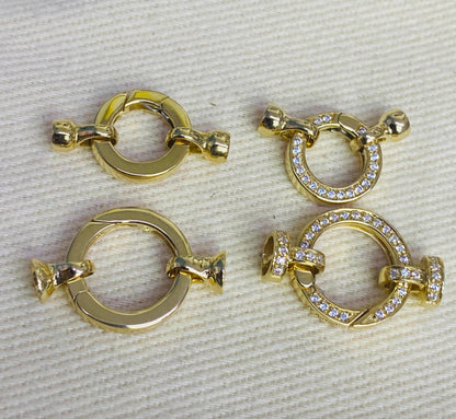 K18YG WG バチカン パーツ ラウンド 繋ぎ 丸い コネクター 18K チェーンパーツ ペンダントパーツ クラスプ 18K YG 輪 丸 クリッカー 10mm / 13mm - Jewelry Hills Tokyo