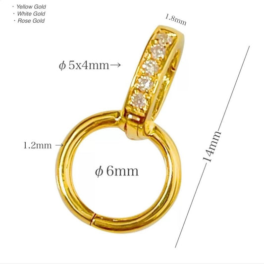 【大・ダイヤモンド】K18YG WG バチカン パーツ ロック付き ペンダントホルダー 18K マルチバチカン ダイヤ クラスプ K18 YG 大きめ - Jewelry Hills Tokyo