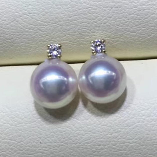 K18YG WG あこや真珠 ピアス スタッドピアスシンプル 真珠 パール 18K ワンポイント WG ホワイトゴールド イエローゴールド akoya pearl - Jewelry Hills Tokyo