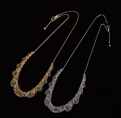K18YG WG イエローゴールド ホワイトゴールド 18K レースネックレス フェアリーチェーン メッシュ レース YG ボールチェーン アジャスター - Jewelry Hills Tokyo
