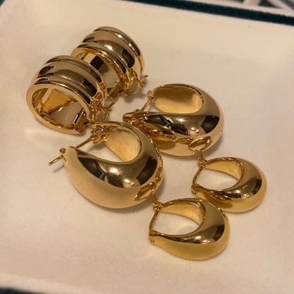 K18YG WG ティアドロップ 雫 ピアス【L】ボリューム 中空ピアス イエローゴールド ぷっくり 丸い ドロップ型 涙型 18K 18金 リングピアス - Jewelry Hills Tokyo