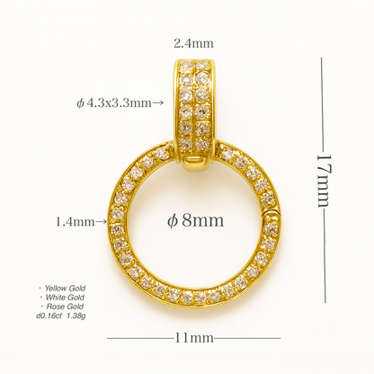 K18YG WG PG ダイヤモンド バチカン 大きめ ダイヤ 円形 18金 18K 安全ロック付き 爪ロック ペンダント繋ぎ チャーム パーツ - Jewelry Hills Tokyo