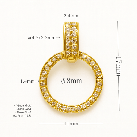 K18YG WG PG ダイヤモンド バチカン 大きめ ダイヤ 円形 18金 18K 安全ロック付き 爪ロック ペンダント繋ぎ チャーム パーツ - Jewelry Hills Tokyo