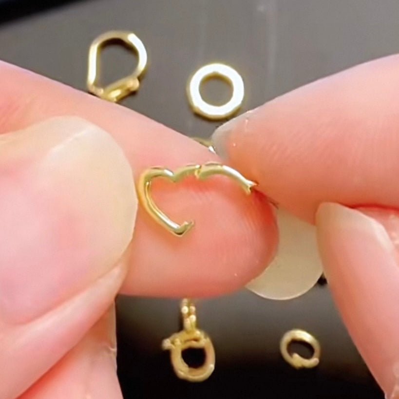 K18YG WG PG ハート チャーム 18金 クラスプ 留め具 チェーンパーツ コマ 18K 開口 繋ぎ イエローゴールド ホワイトゴールド ハート型 - Jewelry Hills Tokyo