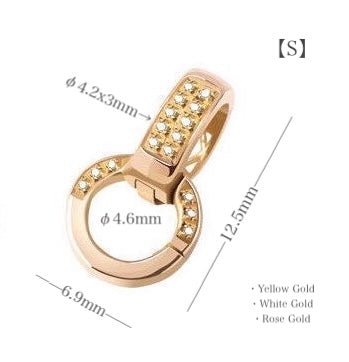 K18YG WG PG バチカン 安全ロック仕様 ジュエリーパーツ チャーム 留め金具 留め具 繋ぎ ネックレスパーツ チェーンパーツ マルチバチカン イエローゴールド ホワイトゴールド ピンクゴールド 鏡面 ハーフダイヤ ダイヤモンド 18K 18金 - Jewelry Hills Tokyo