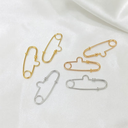 K18YG WG PG ブローチ 安全ピン チャーム留め 18K 18金 イエローゴールド ホワイトゴールド ピンクゴールド ピアス ピン型 繋ぎ ピン ダイヤモンド 25mm x 10mm - Jewelry Hills Tokyo