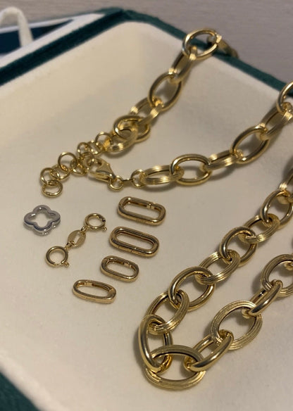 K18YG WG PG クラスプ オーバル チェーンパーツ 開口 18K パーツ バチカン ペンダントパーツ ブレスレットパーツ チャーム繋ぎ 18金 - Jewelry Hills Tokyo