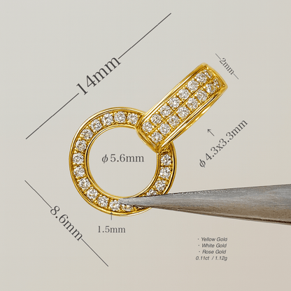 K18YG WG PG ダイヤ ロック付き ダイヤモンド バチカン ネックレスパーツ ペンダントパーツ 18K イエローゴールド ホワイトゴールド ピンクゴールド フルダイヤ マルチバチカン 爪ロック - Jewelry Hills Tokyo