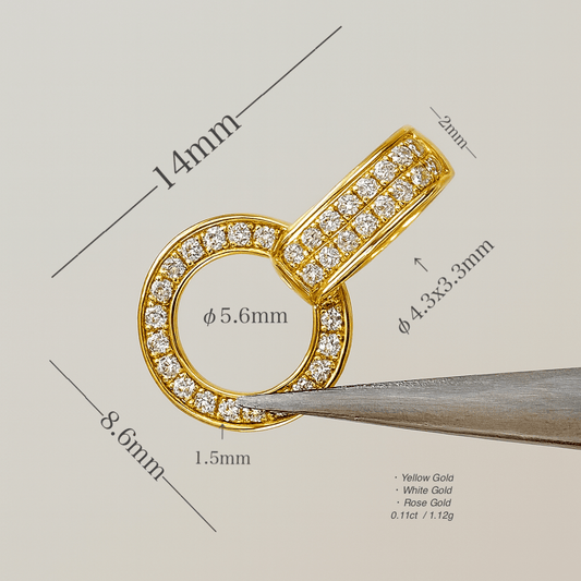 K18YG WG PG ダイヤ ロック付き ダイヤモンド バチカン ネックレスパーツ ペンダントパーツ 18K イエローゴールド ホワイトゴールド ピンクゴールド フルダイヤ マルチバチカン 爪ロック - Jewelry Hills Tokyo