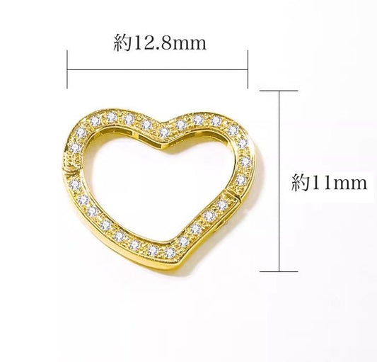 K18YG WG PG イエローゴールド ハート ダイヤモンド チャーム チェーンパーツ ペンダント ダイヤ コマ バチカン 18K 開口 YG ロック付き - Jewelry Hills Tokyo