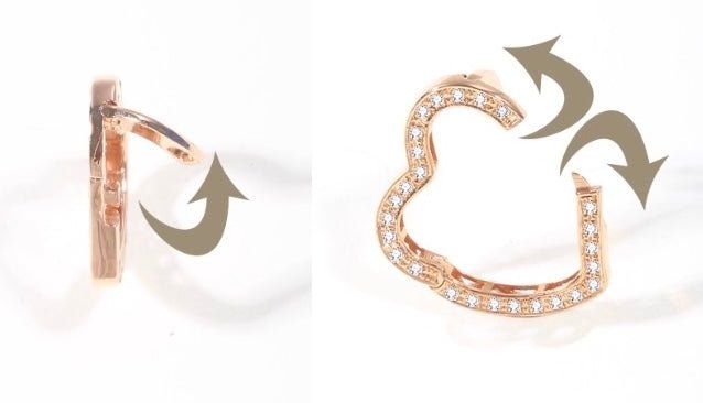 K18YG WG PG イエローゴールド ハート ダイヤモンド チャーム チェーンパーツ ペンダント ダイヤ コマ バチカン 18K 開口 YG ロック付き - Jewelry Hills Tokyo
