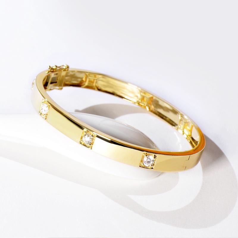 美品　K18 イエローゴールド　ホワイトゴールド　ダイヤモンド0.5C バングル ダイヤモンド バングル5744 1.00ct K18イエローゴールド 鑑別書付