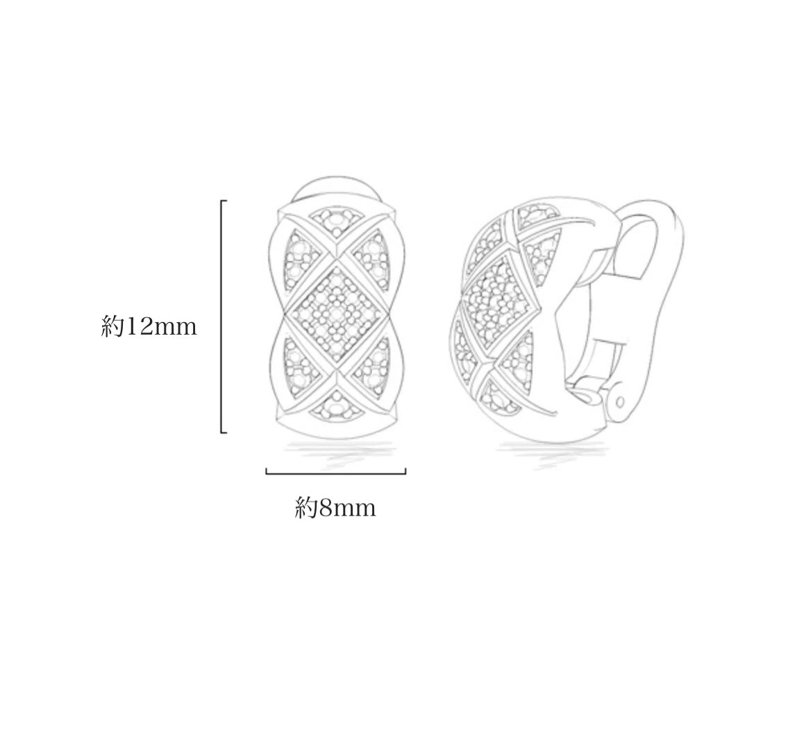 K18YG WG PG ダイヤモンド ピアス クリップ スタッドピアス イエローゴールド ピンクゴールド ホワイトゴールド YG 18K X 模様 18金 柄 スタッドピアス リングピアス - Jewelry Hills Tokyo