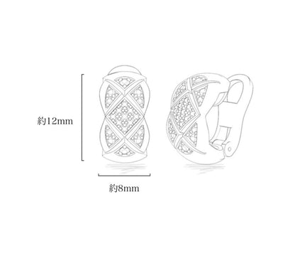 K18YG WG PG ダイヤモンド ピアス クリップ スタッドピアス イエローゴールド ピンクゴールド ホワイトゴールド YG 18K X 模様 18金 柄 スタッドピアス リングピアス - Jewelry Hills Tokyo