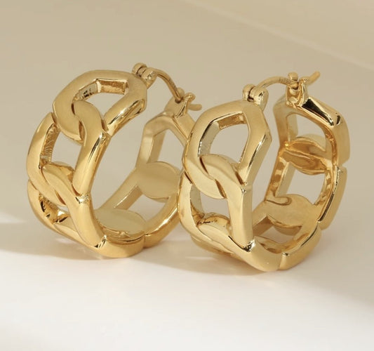 K18YG WG フープピアス チェーン リングピアス ピアス イエローゴールド YG 18K 丸 ラウンド チェーンモチーフ ホワイトゴールド K18WG - Jewelry Hills Tokyo