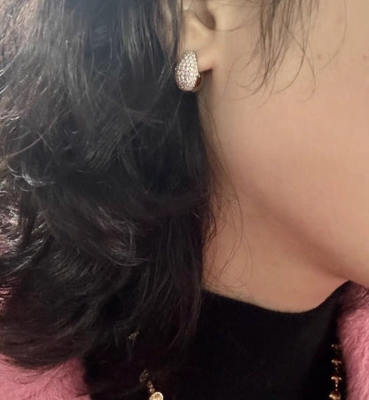 K18YG WG リングピアス【ダイヤモンド / 鏡面】ティアドロップ 雫 ぷっくり イエローゴールド YG 18K ピアス フープピアス K18WG ホワイトゴールド ダイヤ ぽってり 丸い - Jewelry Hills Tokyo