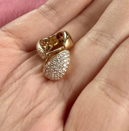 K18YG WG リングピアス【ダイヤモンド / 鏡面】ティアドロップ 雫 ぷっくり イエローゴールド YG 18K ピアス フープピアス K18WG ホワイトゴールド ダイヤ ぽってり 丸い - Jewelry Hills Tokyo