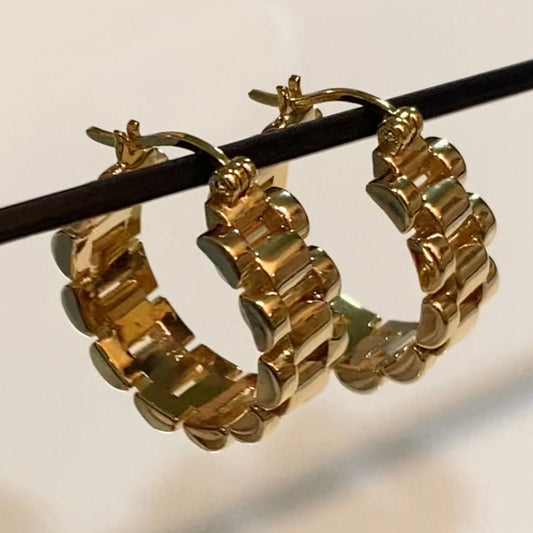 K18YG リングピアス チェーン フープピアス イエローゴールド YG 18K 丸 ラウンド 円形 イタリアンジュエリー 大ぶり 大きめ - Jewelry Hills Tokyo