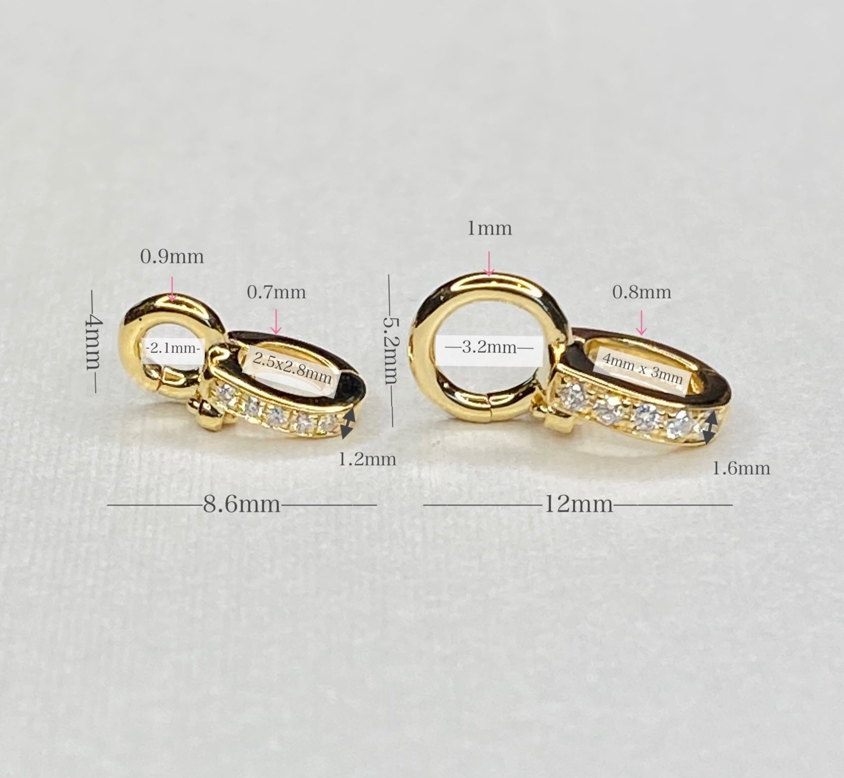 L鏡面】K18YG WG PG バチカン パーツ チャーム留め 18K チェーンパーツ