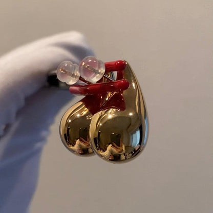 K18YG ぷっくり ティアドロップ スタッドピアス 中空ピアス イエローゴールド 丸い ドロップ型 18K 雫 イタリアンジュエリー