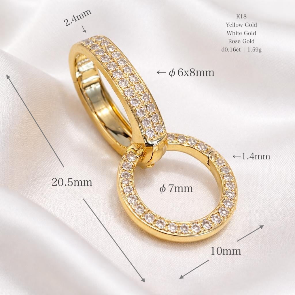 K18PG YG WG パーツ マルチバチカン チャーム メレダイヤ 18K ペンダントホルダー クラスプ ロック付き ラージ