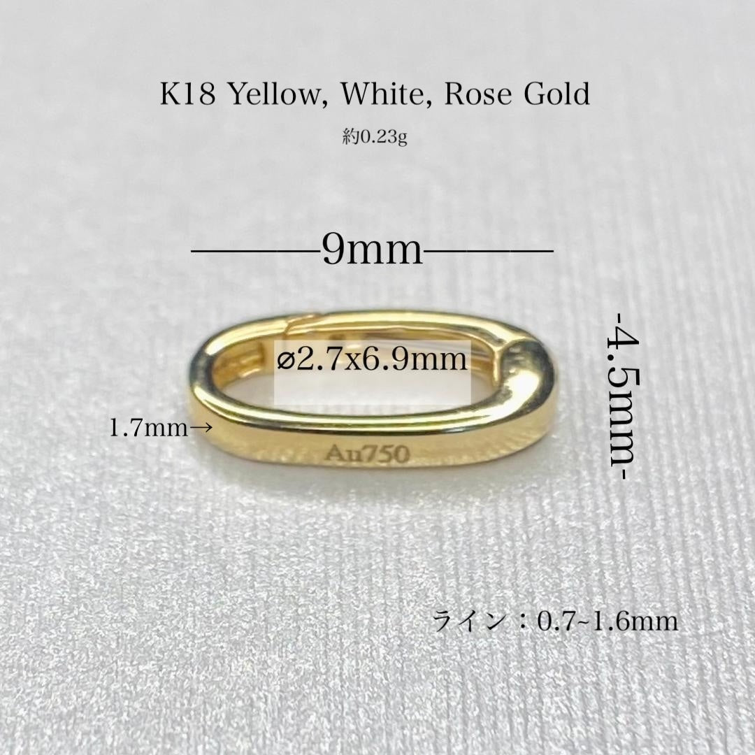 K18YG WG PG クラスプ オーバル 楕円 パーツ チャーム 18K 開口 コマ 繋ぎ チャーム バネ開閉