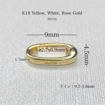 K18YG WG PG クラスプ オーバル 楕円 パーツ チャーム 18K 開口 コマ 繋ぎ チャーム バネ開閉