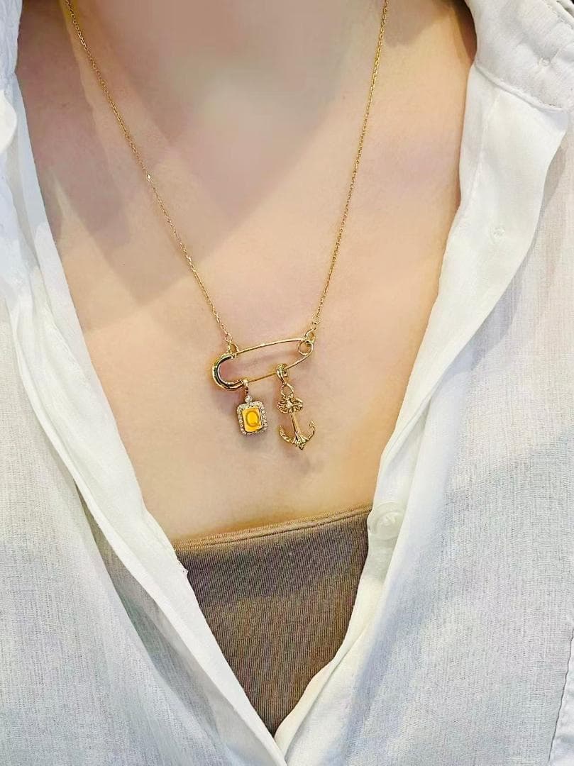 K18YG WG PG 安全ピン ブローチ 30x11mm ピアス ペンダント 2way 3way 18K ピン 針 K18 イエローゴールド ホワイトゴールド 大きめ ピン型